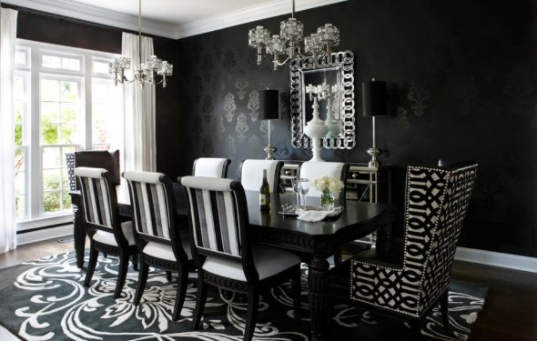 Black and white dining room