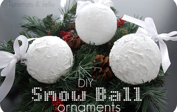 Snow Ball Ornaments {Homemade