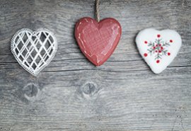 Christams heart on old wood background