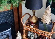 Christmas time accessories for Beautiful Faux Fireplace Mantel