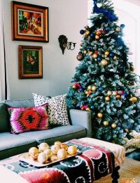 xmas Tree Decorating a few ideas: A Tree in Pink,  Blue and Gold