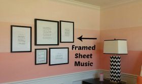 Framed Sheet Music on Bedroom Wall