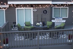 coloring and string lights make a huge enhancement in a garden deck