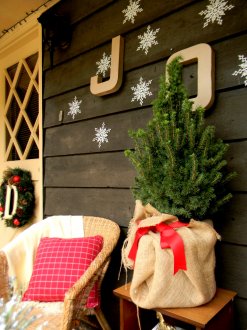 Front Porch xmas Decorating Ideas: Potted Tree