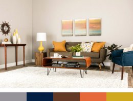 Mid-Century contemporary family area color scheme