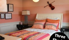 Painted striped walls in model home