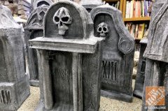 utilizing cardboard through the delivery cardboard boxes, Scott produced additional tombstones for their Halloween show