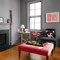 Valspar's Just Perfect gray in a living area